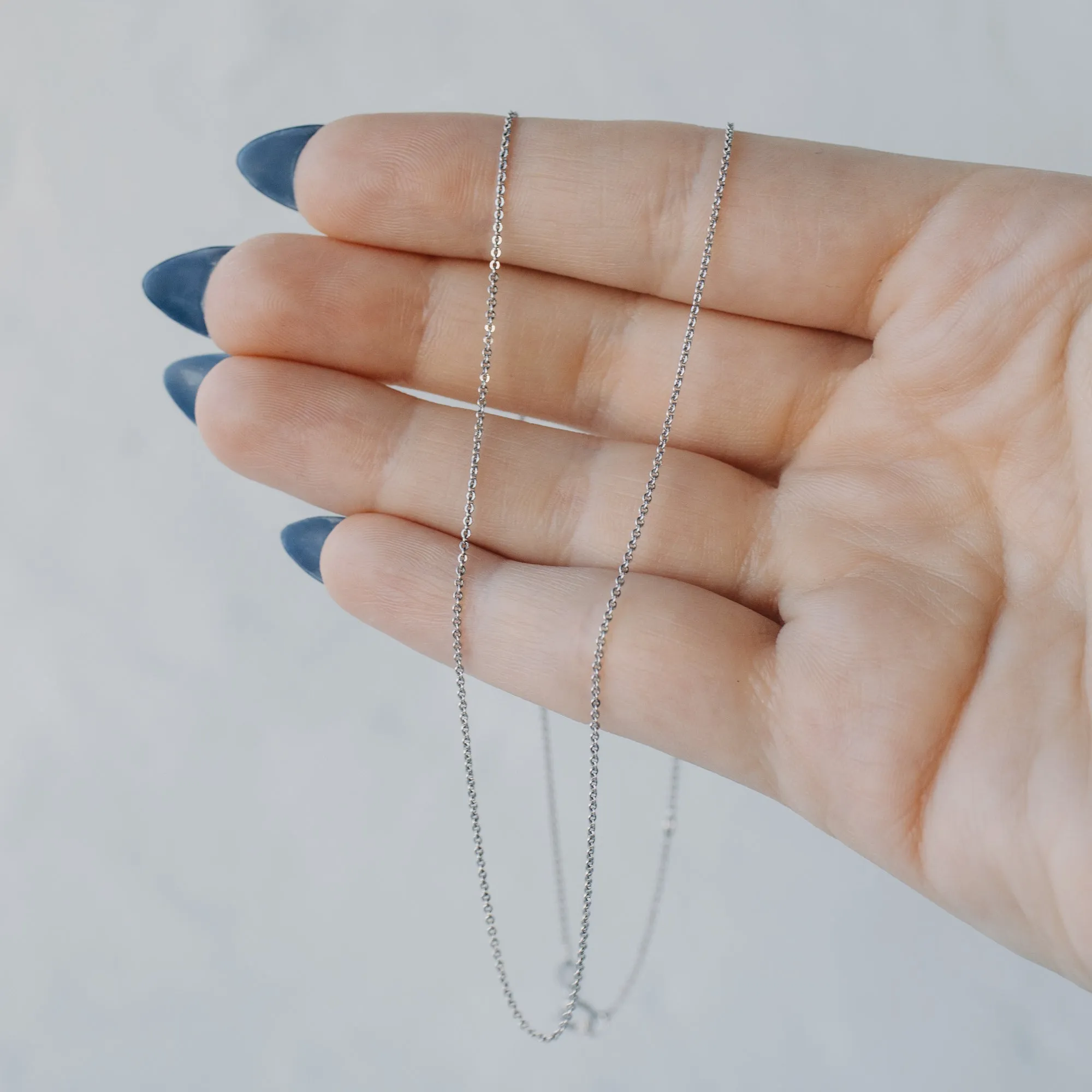White Gold Adjustable Light Cable Chain