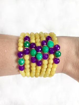 Yellow Beaded Mardi Gras Bracelet