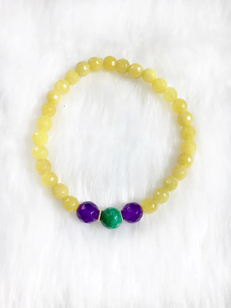 Yellow Beaded Mardi Gras Bracelet