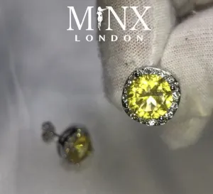 Yellow Diamond Earrings | Womens Earrings | Canary Yellow Earrings | Yellow Diamond Ear Studs | Stud Earrings | Diamond Ear Studs