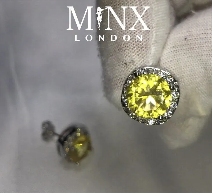 Yellow Diamond Earrings | Womens Earrings | Canary Yellow Earrings | Yellow Diamond Ear Studs | Stud Earrings | Diamond Ear Studs