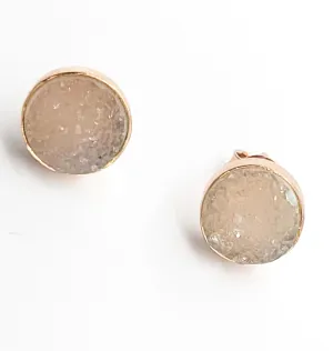 Yellow druzy gemstone rose gold over sterling silver stud earrings