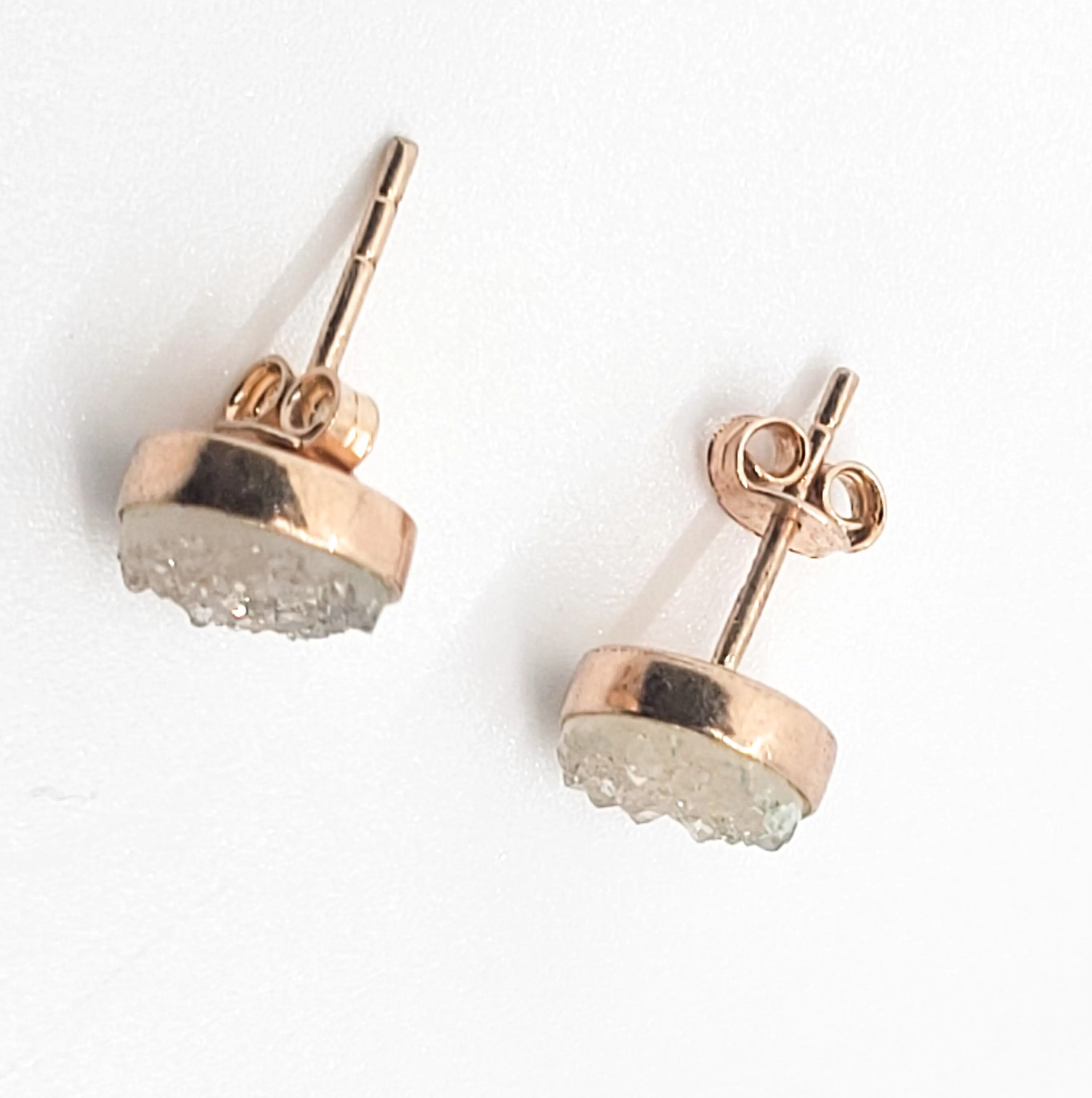 Yellow druzy gemstone rose gold over sterling silver stud earrings