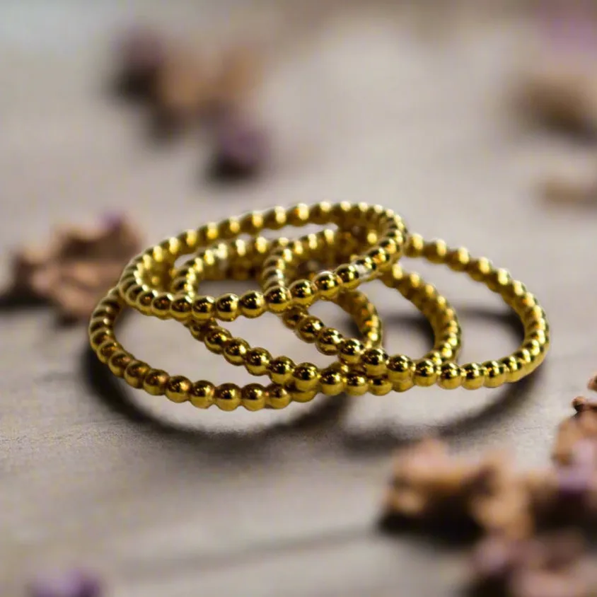 Yellow Gold-filled Skinny Balls Ring - Happy.