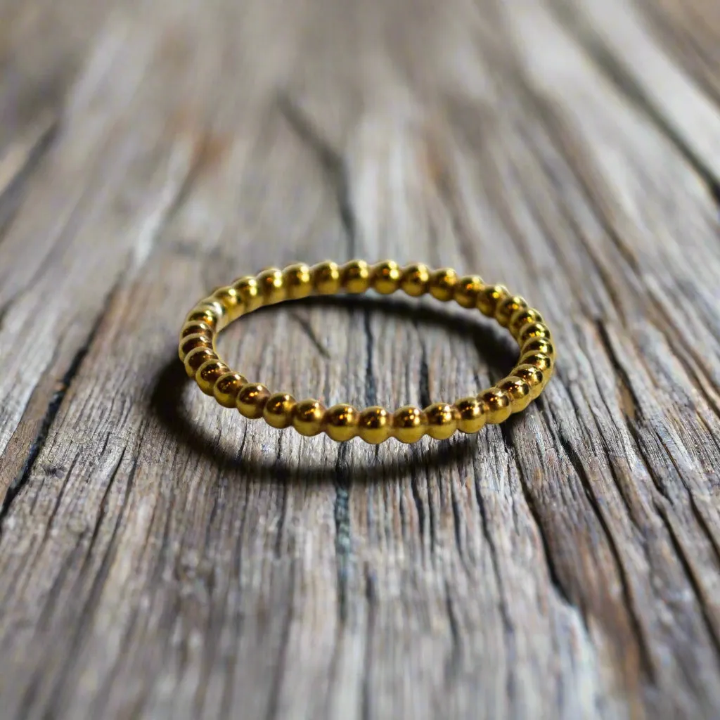 Yellow Gold-filled Skinny Balls Ring - Happy.