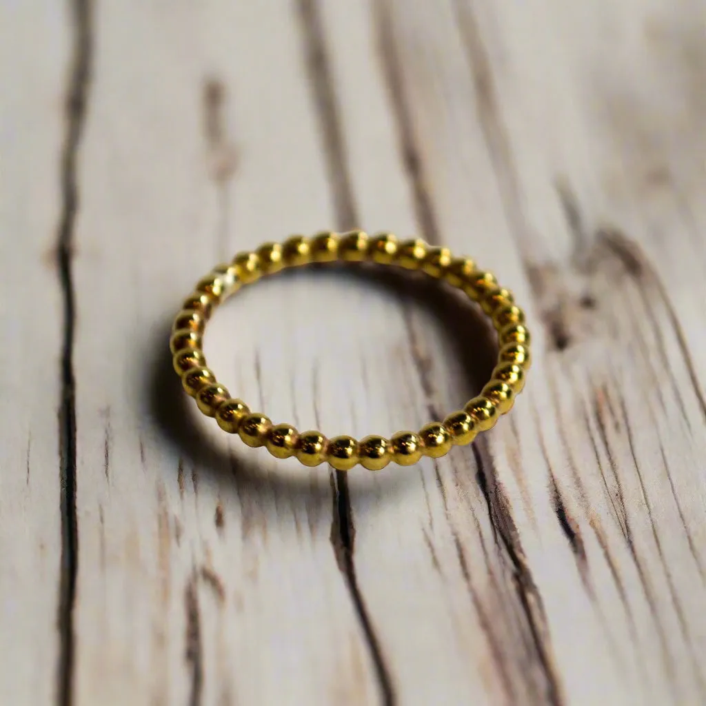 Yellow Gold-filled Skinny Balls Ring - Happy.