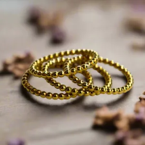 Yellow Gold-filled Skinny Balls Ring - Happy.