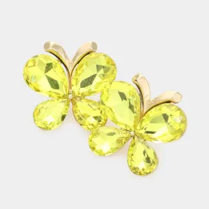 Yellow Teardrop Butterfly Pageant Earrings | Prom Earrings |  603264
