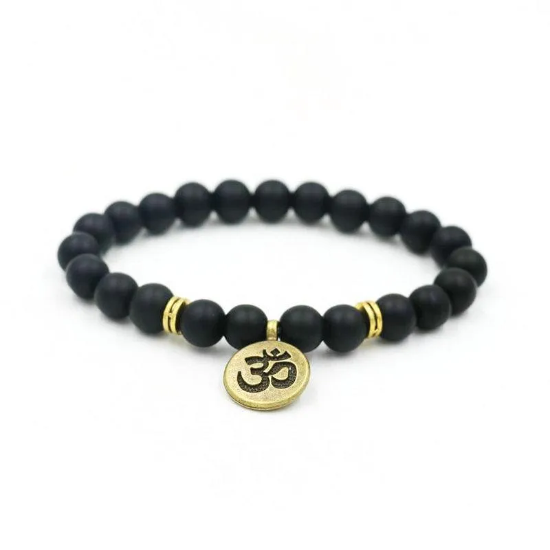 Yoga Bracelets Black Beaded with Spiritual Charms